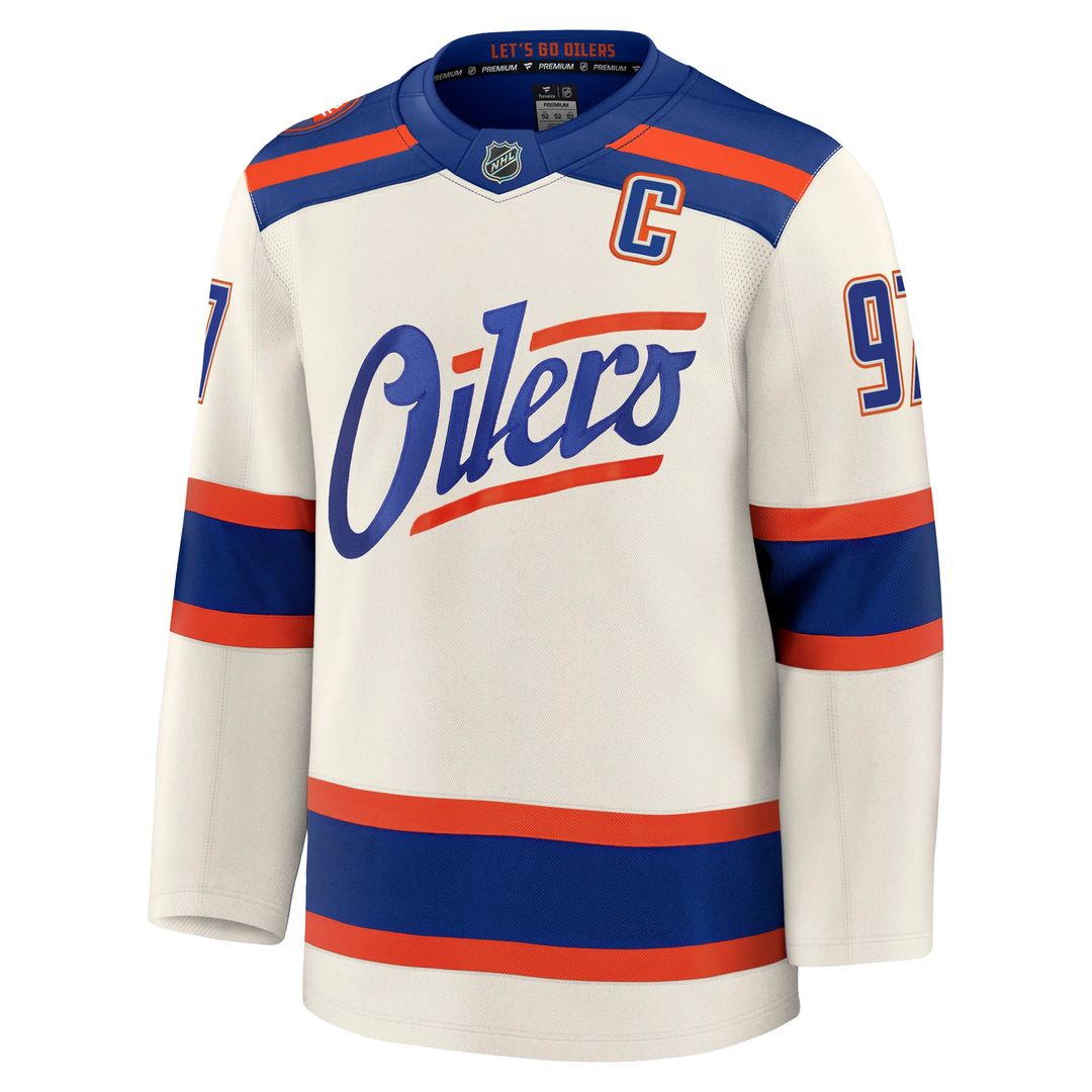Connor McDavid Edmonton Oilers Fanatics Alternate Premium Jersey - Light Beige