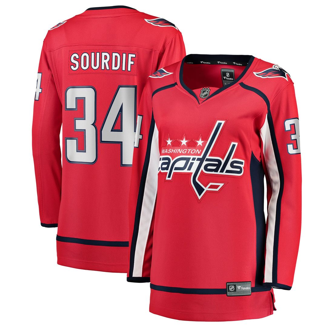 Justin Sourdif Washington Capitals Fanatics Women's Home Breakaway Jersey - Red