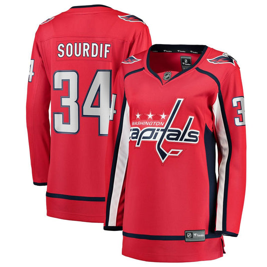 Justin Sourdif Washington Capitals Fanatics Women's Home Breakaway Jersey - Red