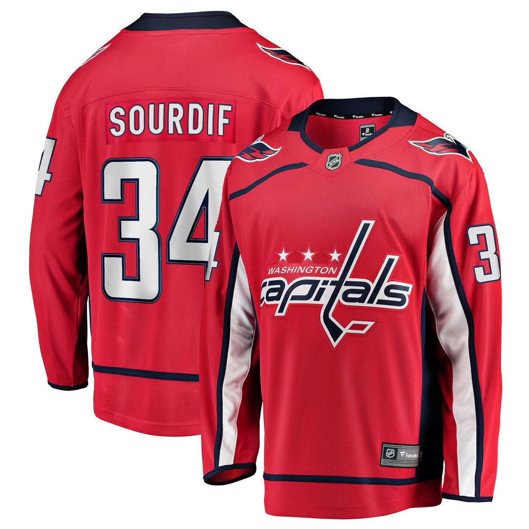 Justin Sourdif Washington Capitals Fanatics Home Breakaway Jersey - Red