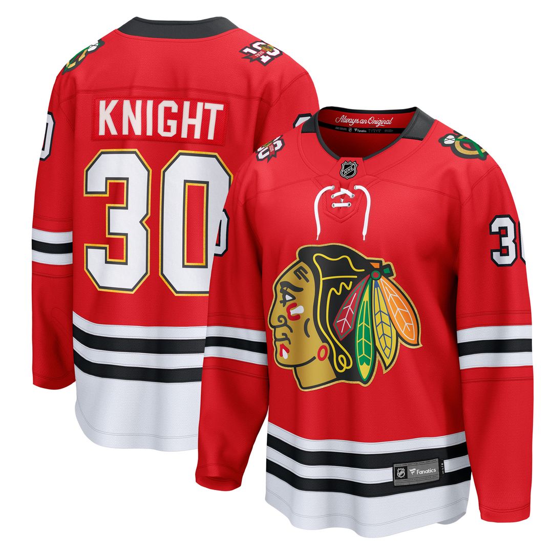 Spencer Knight Chicago Blackhawks Fanatics Centennial Breakaway Player Jersey - Red