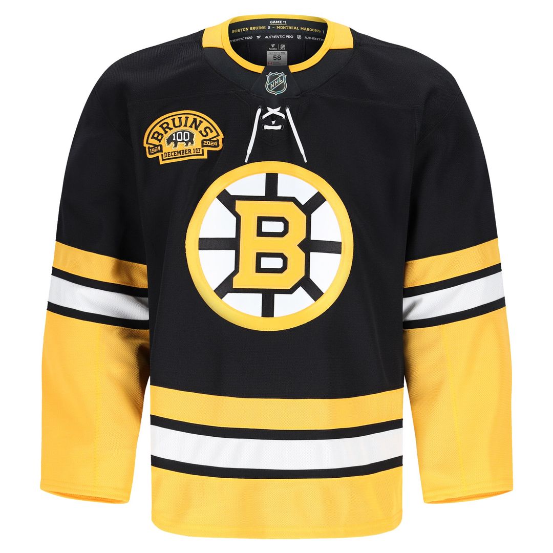 Boston Bruins Fanatics 100th Anniversary Authentic Pro Jersey - Black