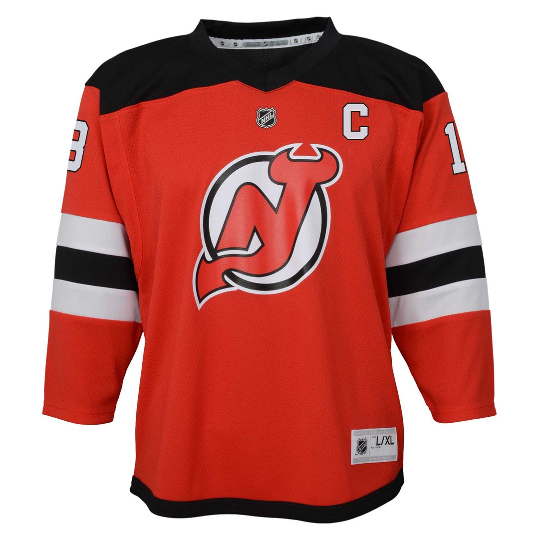 Nico Hischier New Jersey Devils Youth Captain Patch Home Player Replica Jersey - Red