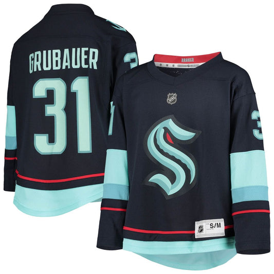 Philipp Grubauer Seattle Kraken Youth Home Player Replica Jersey - Deep Sea Blue